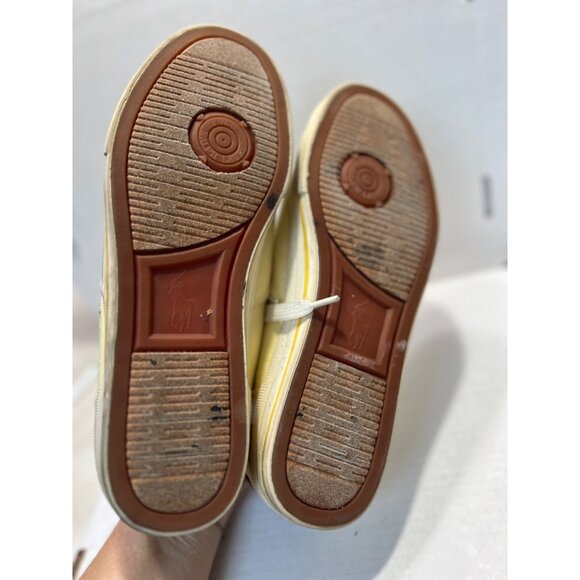 Polo Ralph Lauren Yellow Vaughn Sneakers Canvas Lace-Up Tennis Shoes Mens - Picture 6 of 11